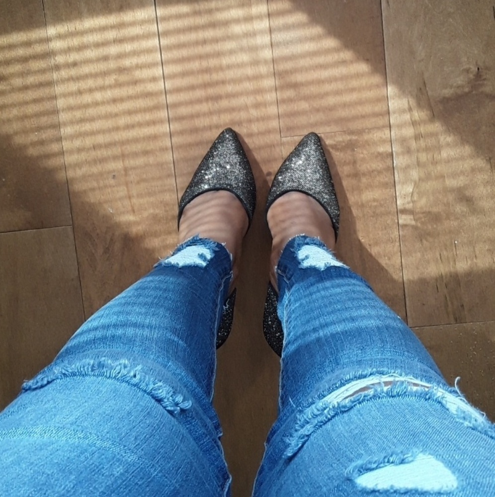 Call it spring black sparky heels